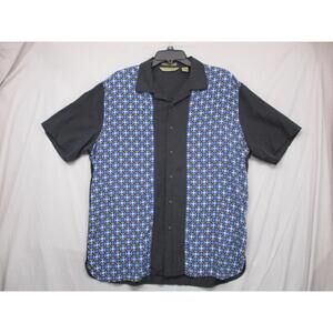 AXIST Black Blue Geometric Short Sleeve Mens Casual Shirt Size Large
